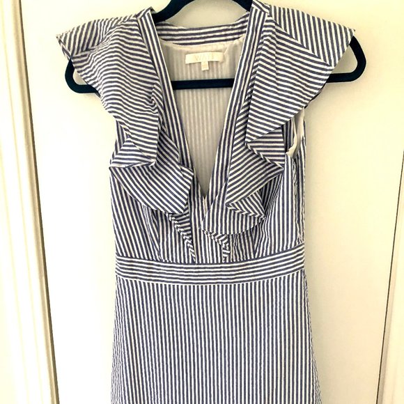 WAYF Ruffle Blue Seersucker Dress - Picture 2 of 3